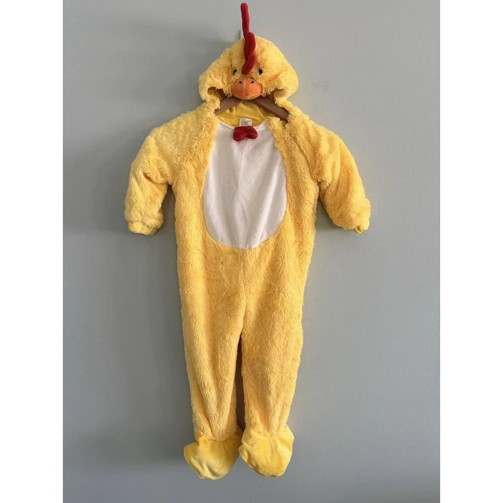 Chicken Halloween Costume 12-18 Months Yellow Hooded Zip up Jumpsuit